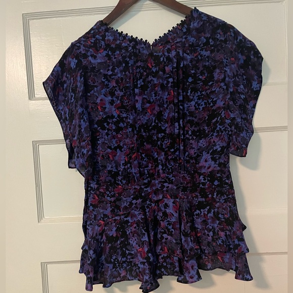 Rebecca Taylor Purple Drapes Bouquet Rhapsody 100% Silk Blouse - Size 4 - EUC! - Picture 5 of 8